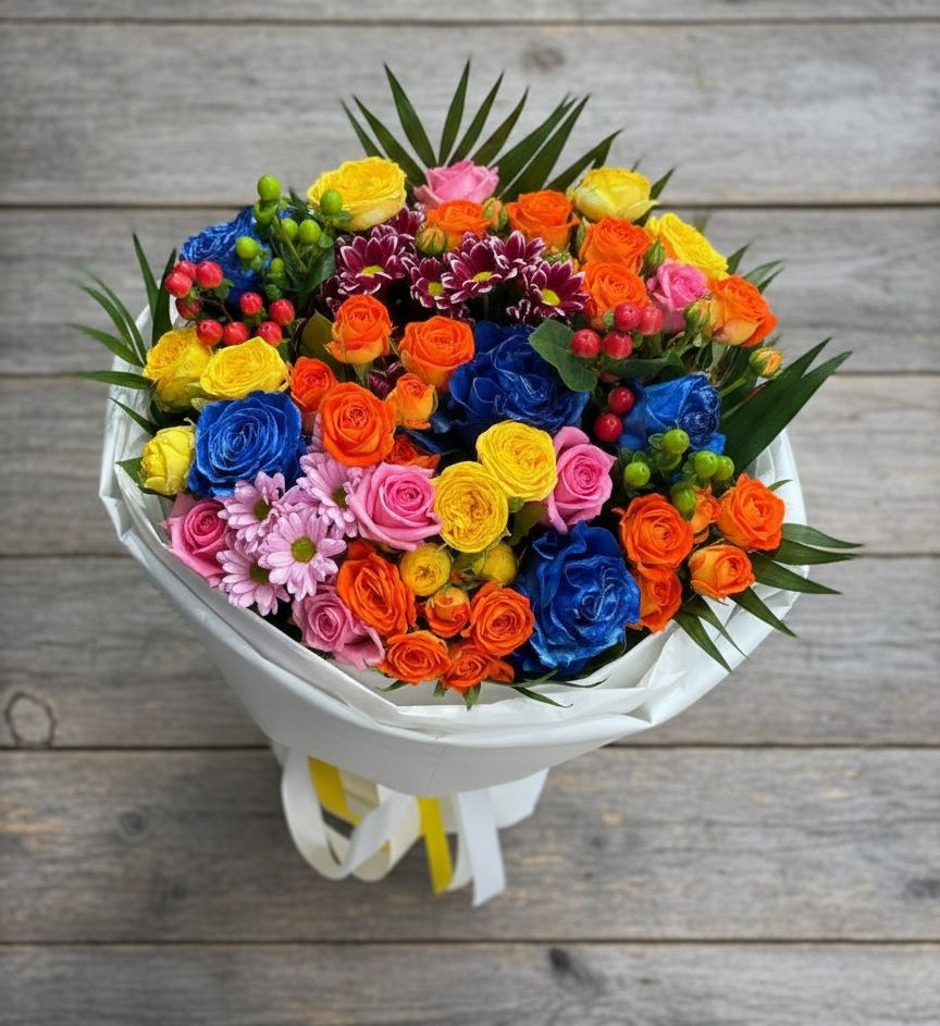 Букет цветов из: Розы и Хризантемы в Новосельцево