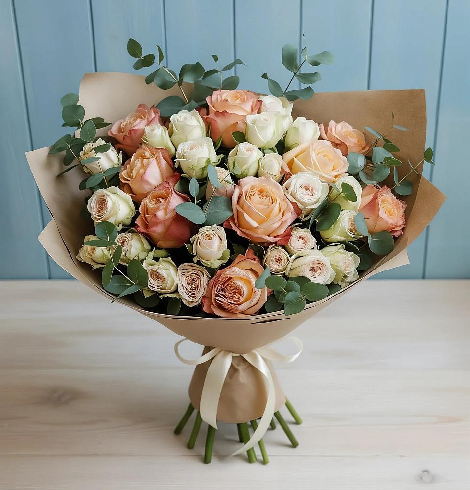 Букет цветов из: Альстромерии и Розы в Новосельцево