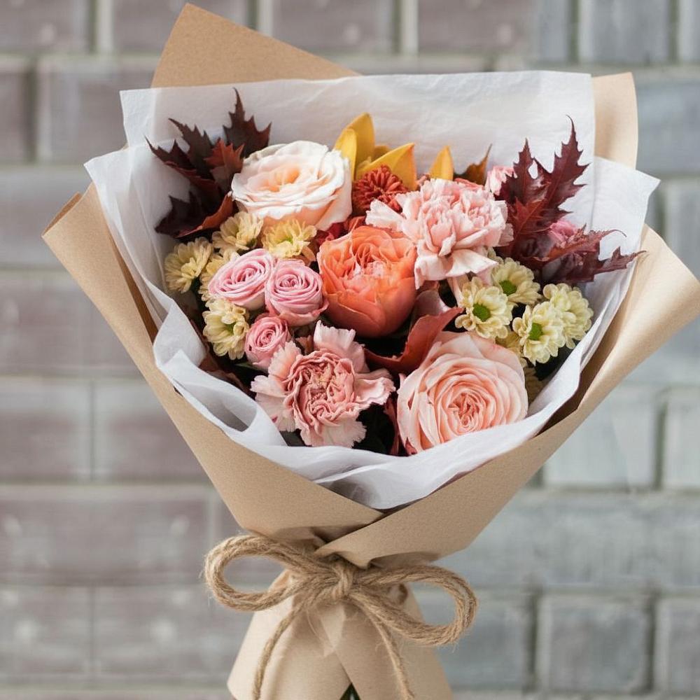 Букет цветов из: Гвоздики, Хризантемы и Розы в Новосельцево