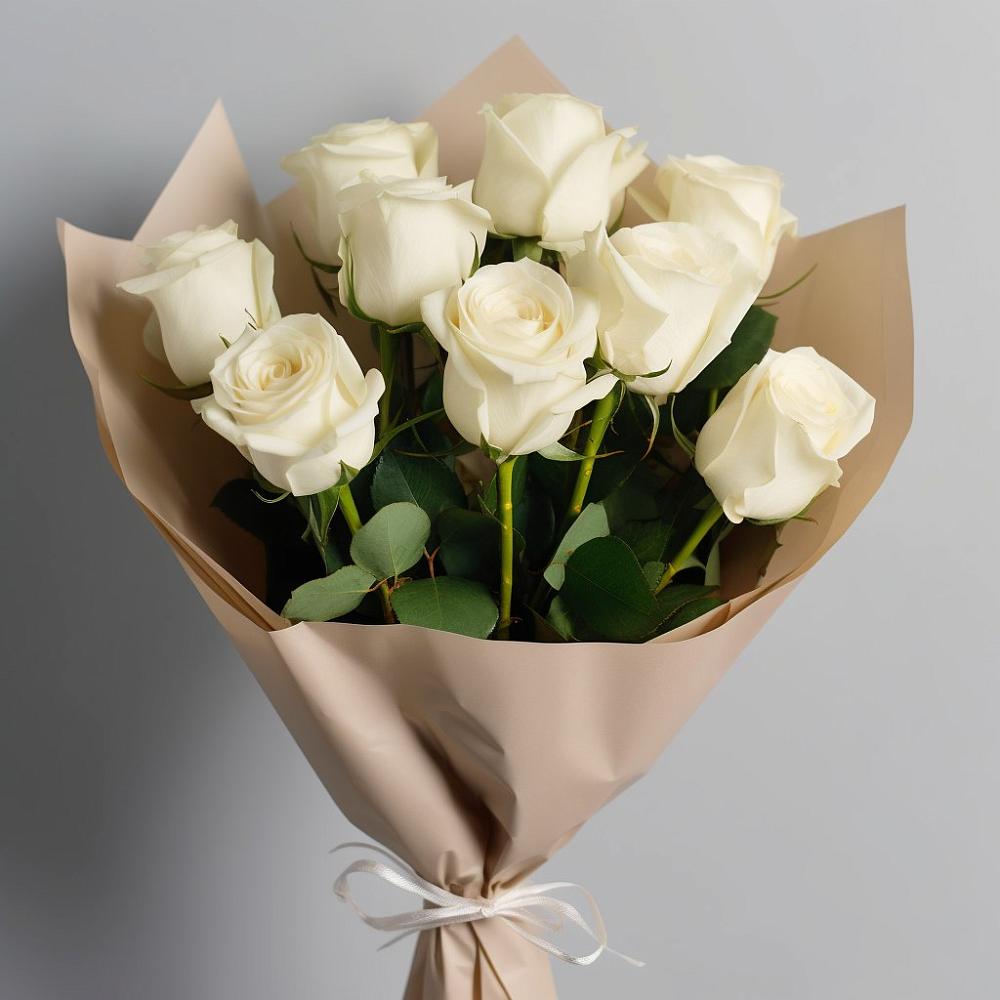 Букет 9 Белых роз Эдлесс Лав в Новосельцево