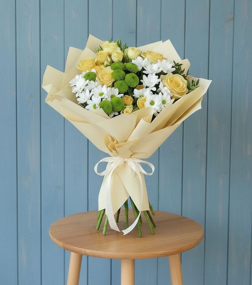 Букет цветов из: Хризантемы и Розы в Новосельцево