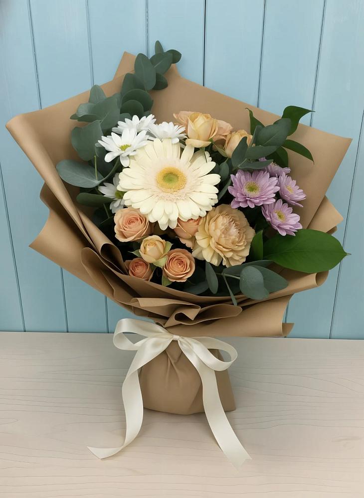 Букет цветов из: Герберы и Хризантемы в Новосельцево