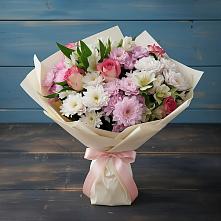 Букет цветов из:  Хризантемы, Альстромерии и Розы в Новосельцево