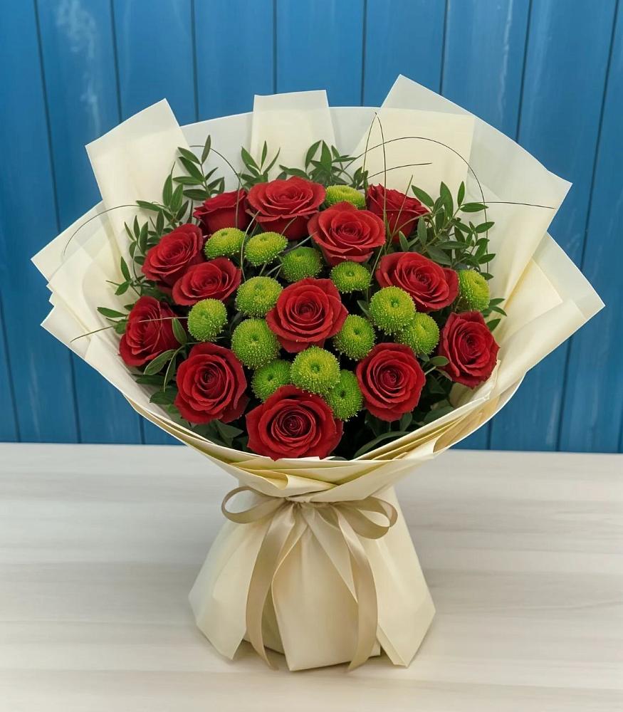 Букет цветов из: Розы и Хризантемы в Новосельцево